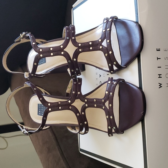 WHBM Polly Cabernet Plum Studs 8.5 Sandals - Picture 4 of 6